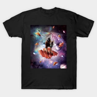 Space Cat Riding Wolf Unicorn - Bacon & Taco T-Shirt